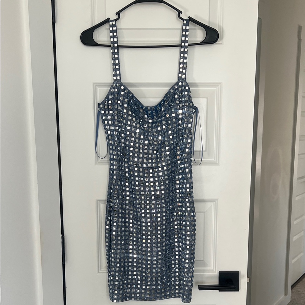 NWT Windsor Blue and Silver Mini Dress
